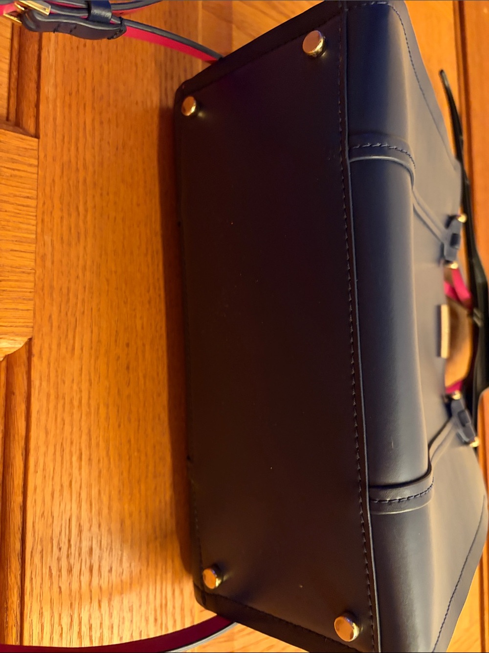 Kate Spade Arbour Hill Elodie Navy Blue Fuchsia Pink Leather Crossbody Bag Purse - Picture 3 of 12